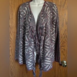 Lucky Brand Open Knit Cardigan Sweater Multicolor Long Sleeves Women's Sz Small